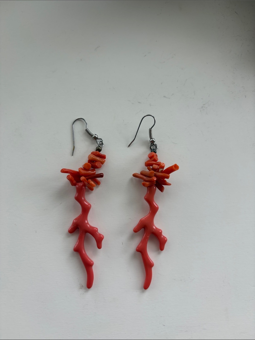 Red Coral-Style Dangle Earrings - Lightweight Beach Jewelry